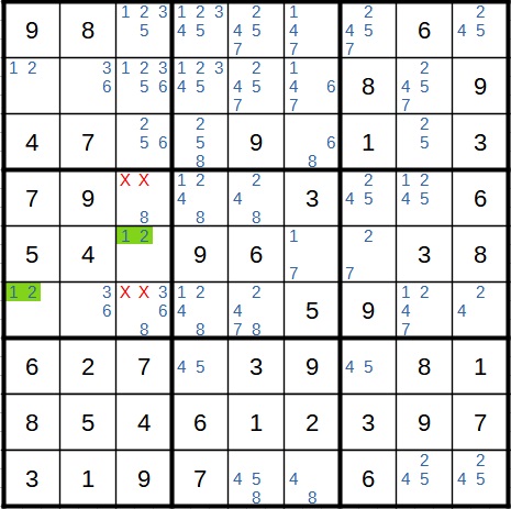 Sudoku Beispiel 1 Schritt 2